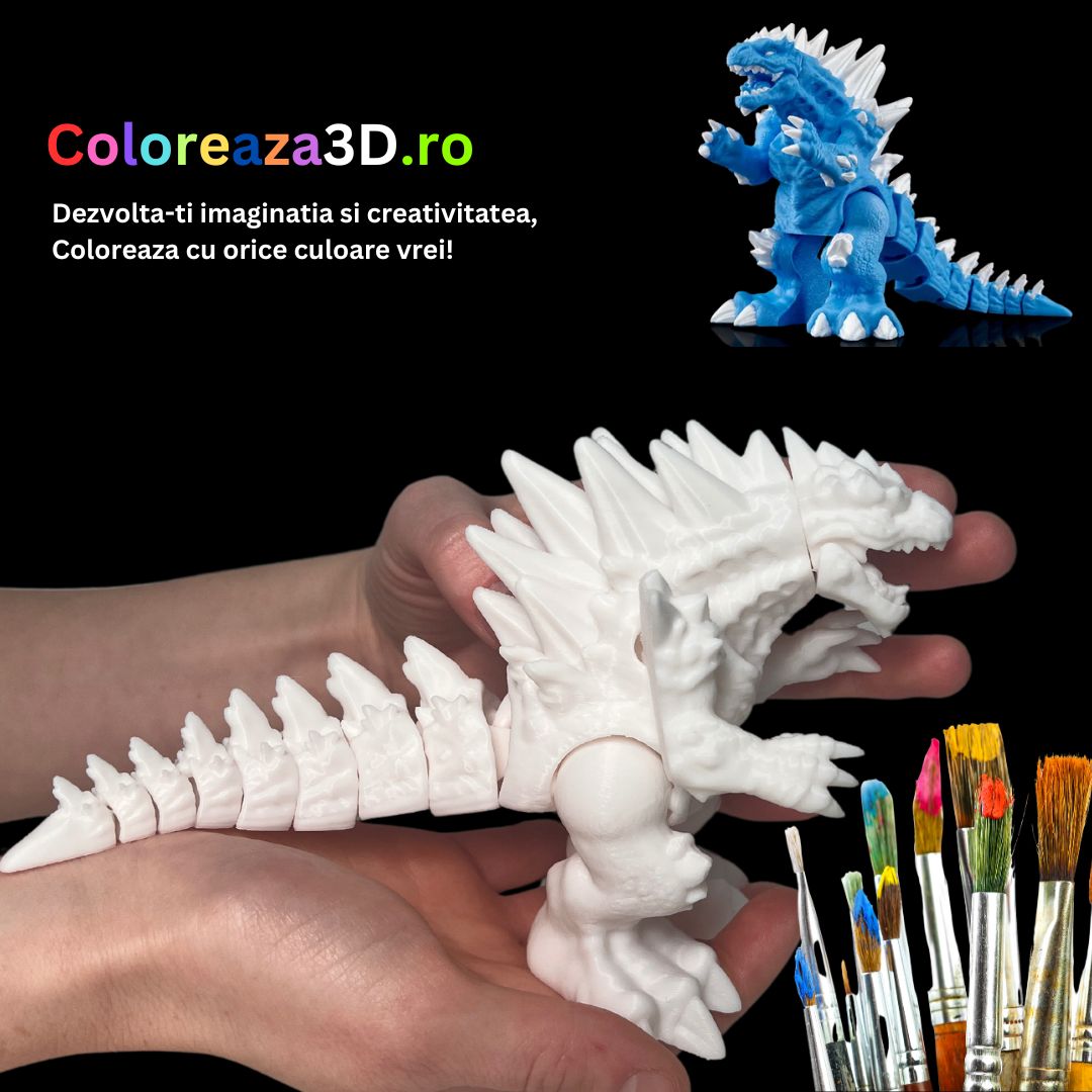 Coloreaza Dragonul Frostzilla 3D – Dragonul de Gheață 3D pe Care Copiii Îl Pot Colora și Aduce la Viață!