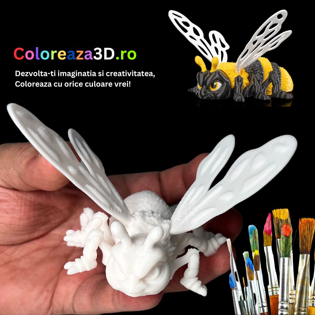 Colorează Albinuța 3D – Jucărie Articulată pentru Dezvoltarea Creativității și Abilităților Motorii ale Copiilor