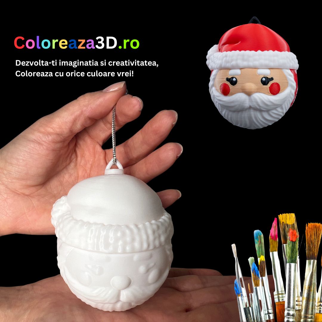 Coloreaza Globul Moș Crăciun 3D – Decorațiunea de Crăciun pe care Copiii o Pot Colora și Personaliza!