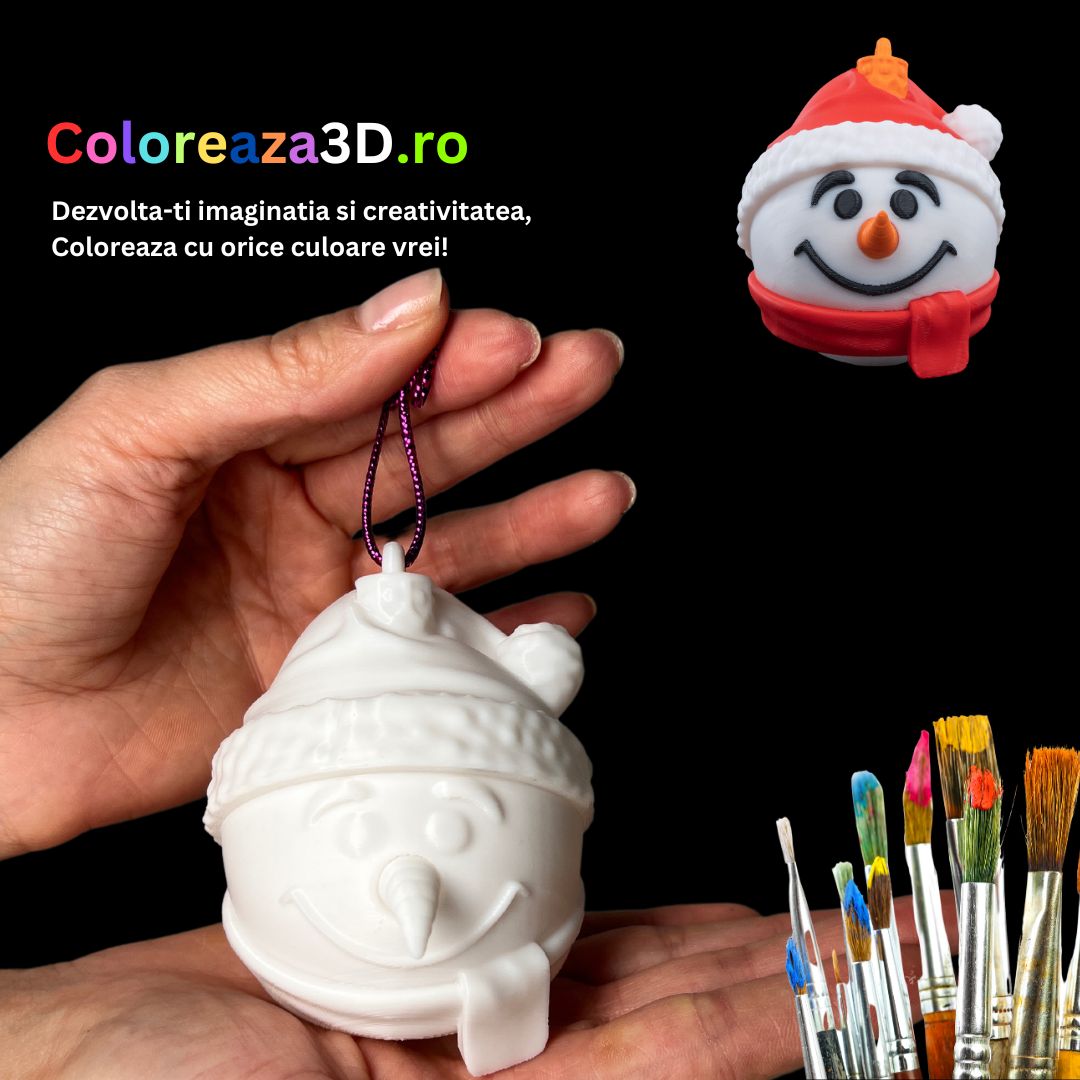 Coloreaza Globul Om de Zăpadă 3D – Decorațiunea de Crăciun pe Care Copiii o Pot Colora și Personaliza!