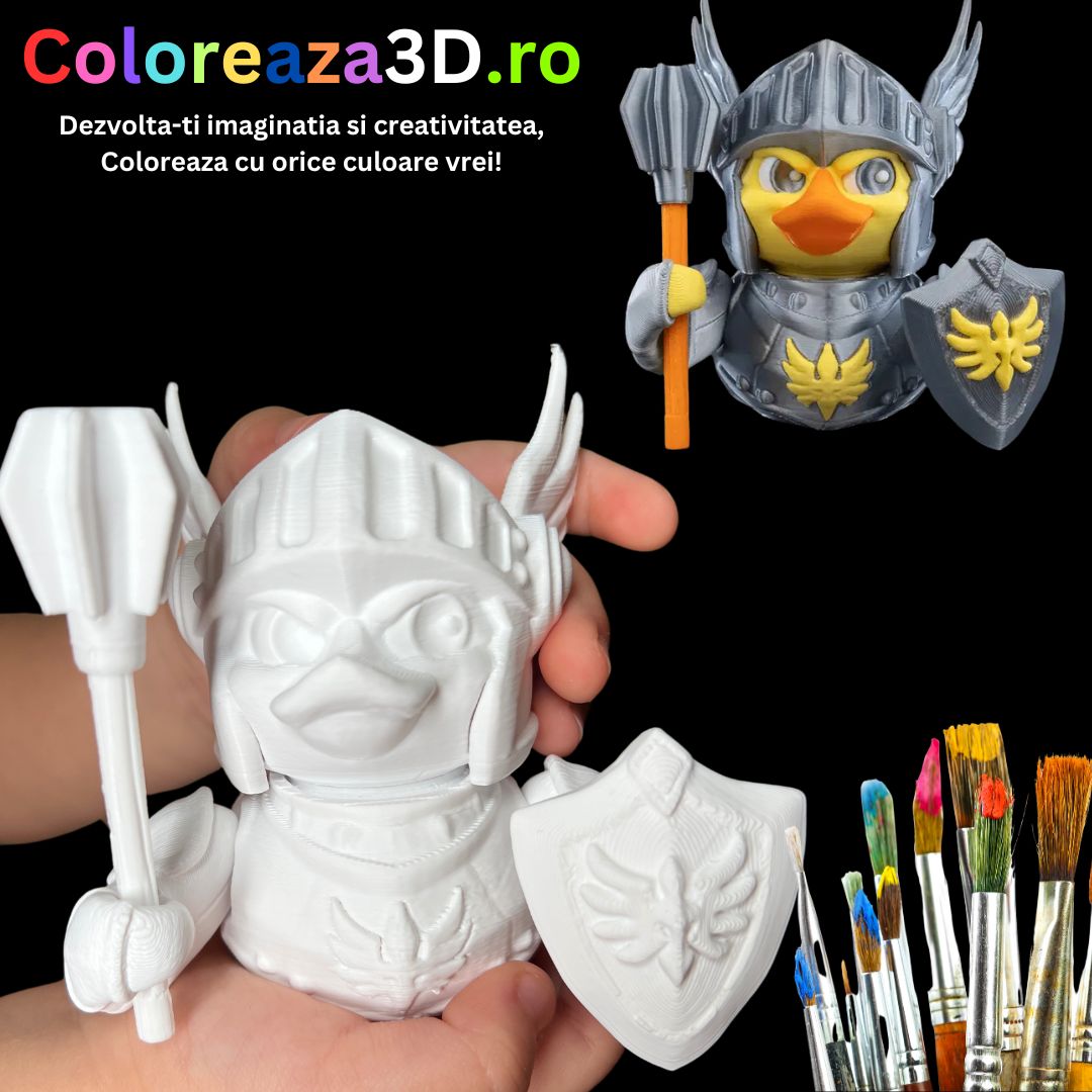 Coloreaza Rățoiul Cavaler 3D – Eroul Aventurilor Tactile și Creative!