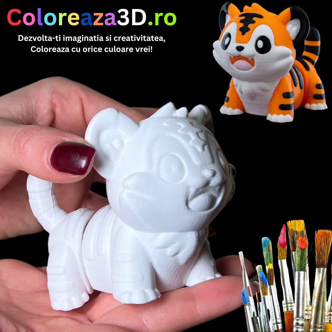 Coloreaza Baby Tigrul 3D – Micuțul Aventuraș de Colorat și Joacă!